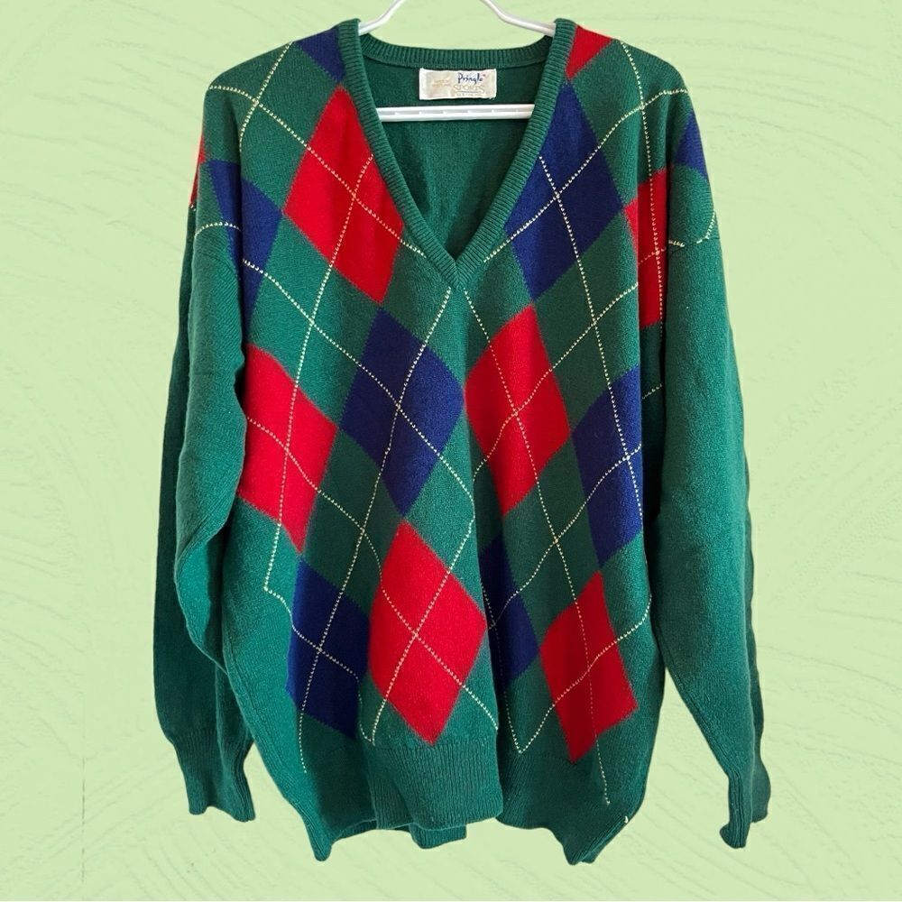 Vintage Pringle of Scotland 100% wool argyle sweater